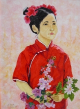 Japanerin mit Blumen Juni 2004