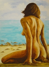 Nackte Frau am Strand Oktober 2006